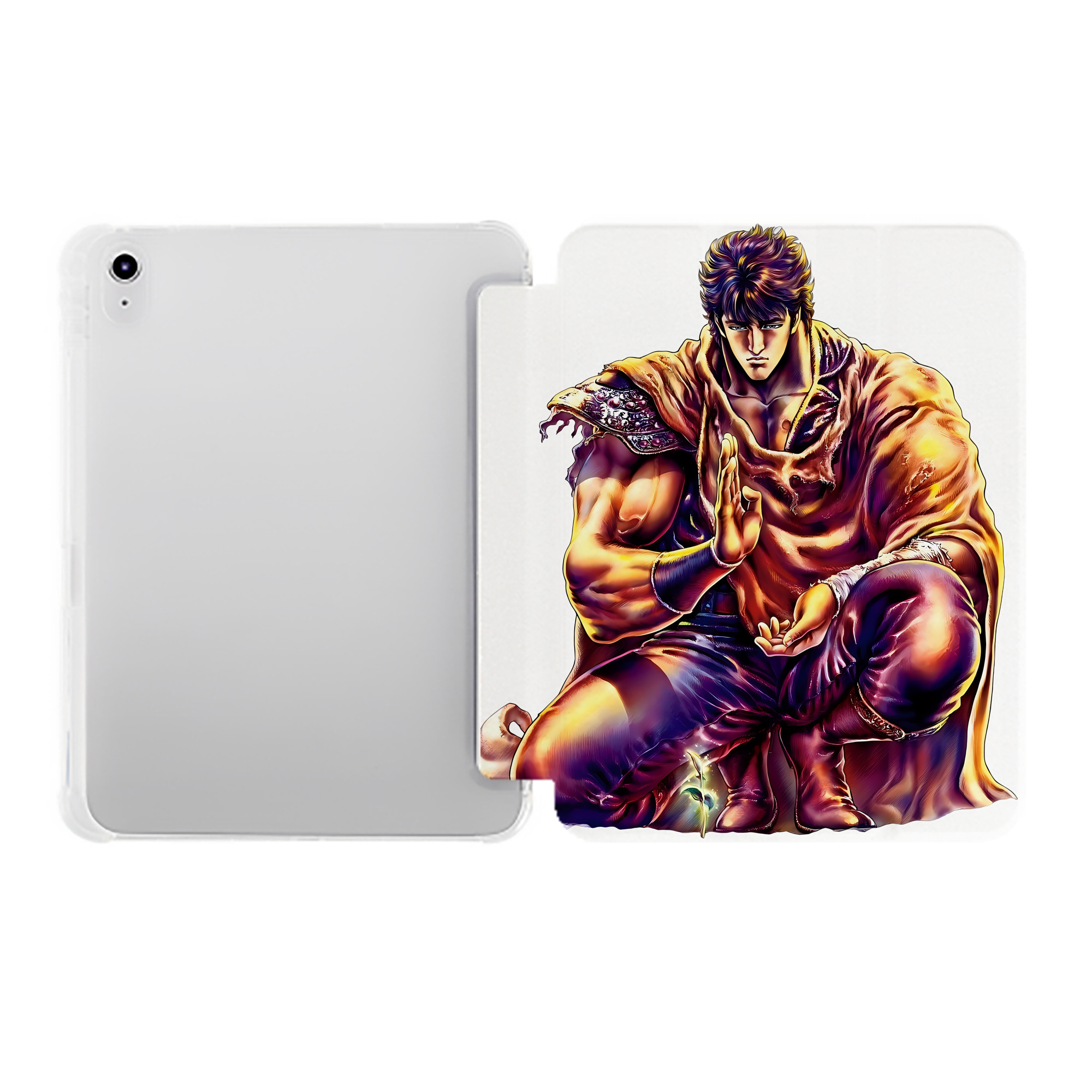 （画像用） 北斗の拳 Fist of the North Star IPad ケース ペン収納付き 三つ折りスタンド PUレザー×シリコン 対応機種9.5/10.5/10.9インチ